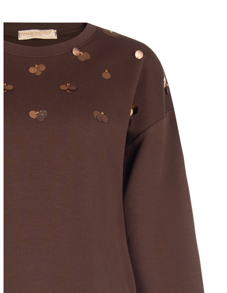 Sweatshirt Regular em Algodão com Aplicação de Maxi Lantejoulas Rinascimento