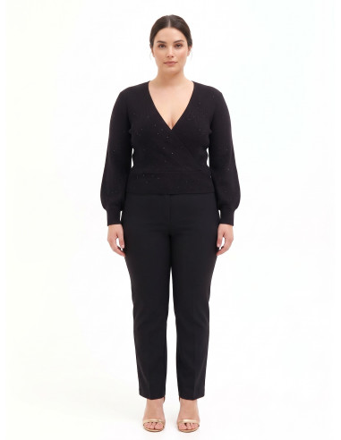 Camisola Curvy com decote em V cruzado e micro lantejoulas Rinascimento Curvy