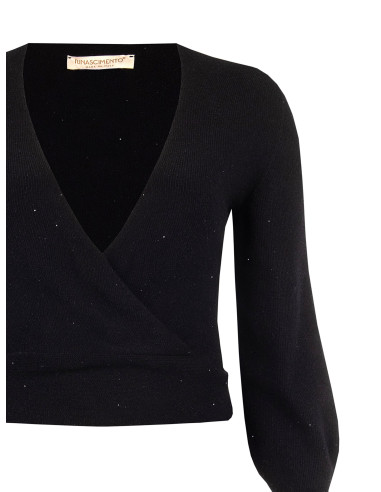 Camisola Curvy com decote em V cruzado e micro lantejoulas Rinascimento Curvy