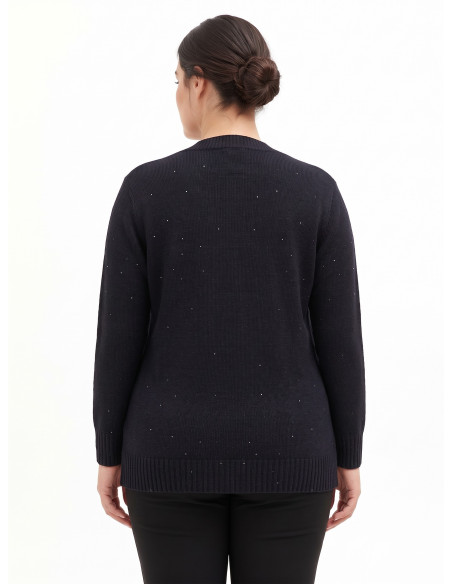 Cardigã Curvy Aberto em Malha com Micro-Paetês Rinascimento Curvy