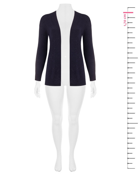 Cardigã Curvy Aberto em Malha com Micro-Paetês Rinascimento Curvy