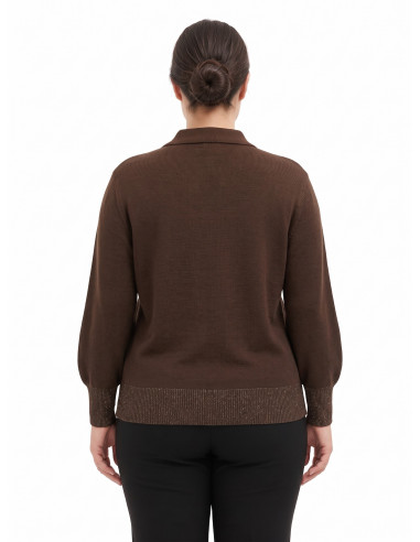 Camisola Curvy estilo polo com mangas balão Rinascimento Curvy