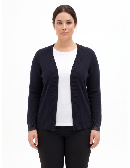 Camisola Curvy Cardigan Aberto Com Lurex Nos Punhos Rinascimento Curvy