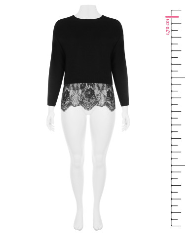 Camisola Curvy cropped com acabamento inferior em renda floral Rinascimento Curvy