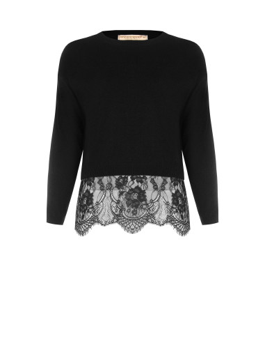 Camisola Curvy cropped com acabamento inferior em renda floral Rinascimento Curvy