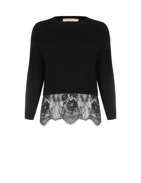 Camisola Curvy cropped com acabamento inferior em renda floral Rinascimento Curvy