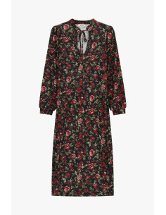 Vestido florido com decote em V e mangas compridas Dixie
