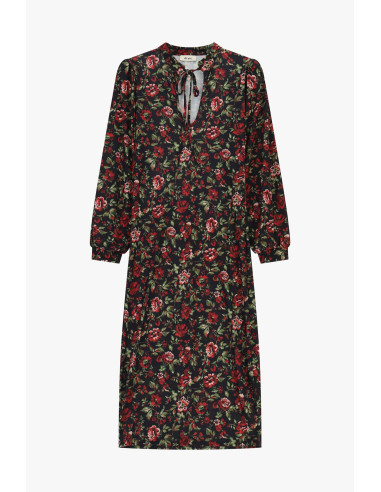 Vestido florido com decote em V e mangas compridas Dixie