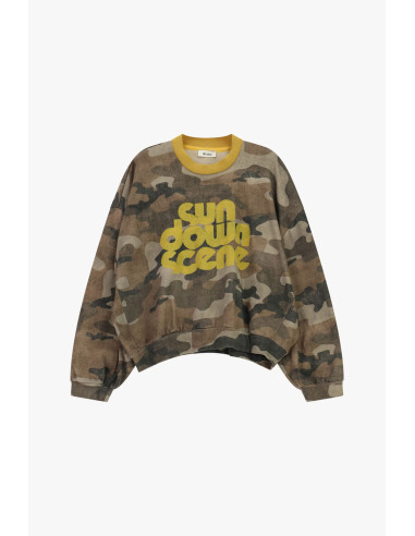 Sweatshirt Camuflagem de Gola Redonda com Estampado Gráfico Dixie