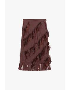 Saia midi com franjas diagonais decorativas Dixie