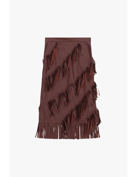 Saia midi com franjas diagonais decorativas Dixie