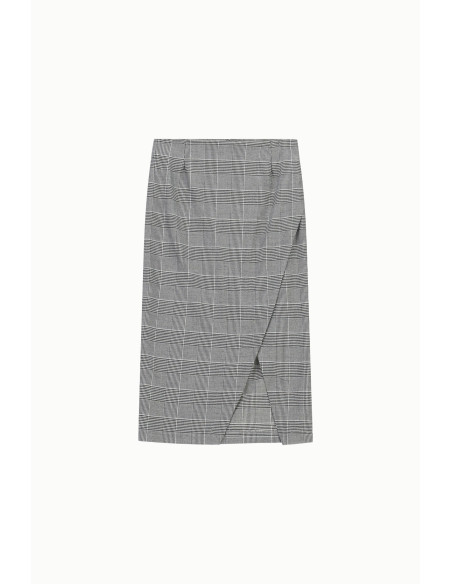Saia midi envelope aos quadrados com racha Dixie