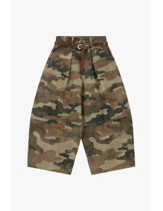 Calças Palazzo com padrão camuflado e cinto Dixie