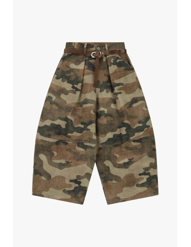 Calças Palazzo com padrão camuflado e cinto Dixie