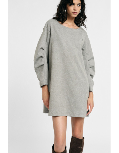 Vestido curto com mangas compridas e gola redonda Please