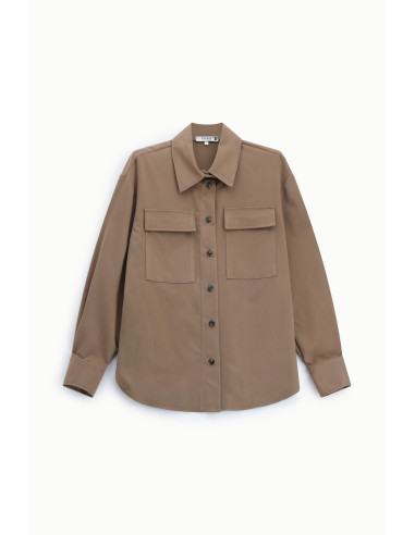 Camisa de corte regular com bolsos frontais aplicados Please