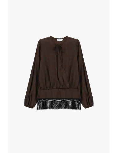 Blusa de manga comprida e bainha com franjas Please