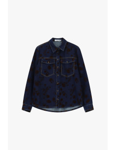 Camisa de ganga com padrão floral e bolsos Please 2