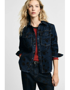 Camisa de ganga com padrão floral e bolsos Please