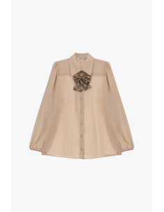 Camisa ampla com mangas balão e laço axadrezado Please 2