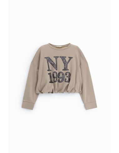 Sweatshirt curta com estampado frontal NY 1993 Please