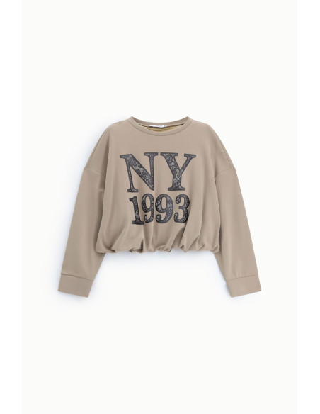 Sweatshirt curta com estampado frontal NY 1993 Please