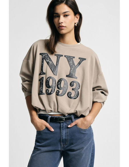 Sweatshirt curta com estampado frontal NY 1993 Please