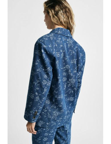 Blazer com padrão floral e bolsos frontais Please