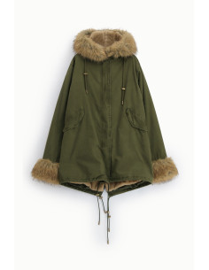 Parka com capuz e acabamentos em pelo sintético Please 2