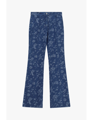 Jeans Flare com Estampado Floral Integral Please
