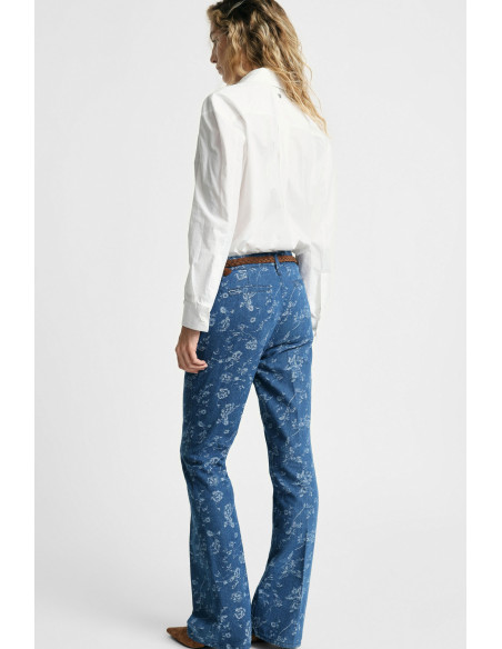Jeans Flare com Estampado Floral Integral Please
