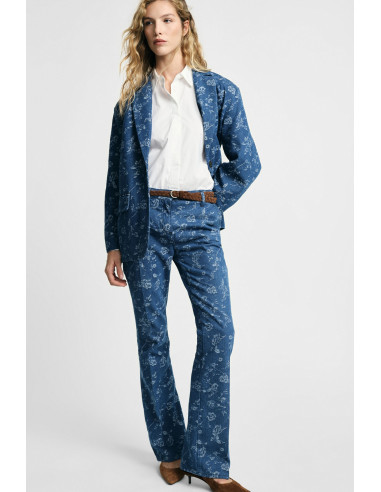 Jeans Flare com Estampado Floral Integral Please
