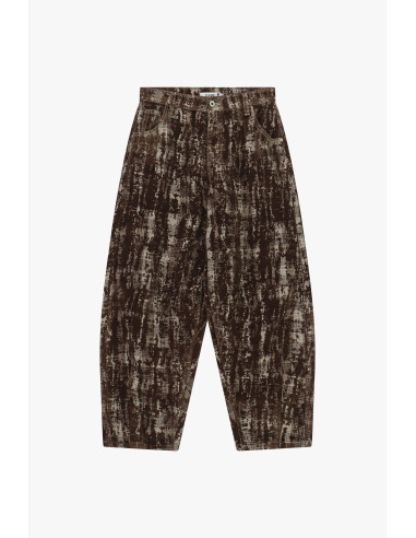 Calças largas estampadas de cintura subida com bolsos Please