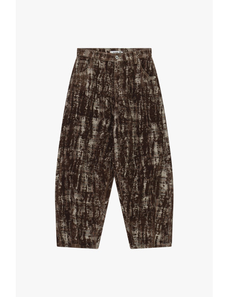 Calças largas estampadas de cintura subida com bolsos Please