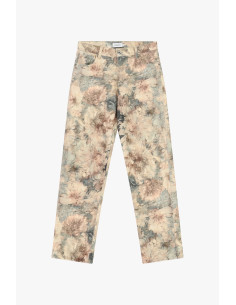 Calças chino de corte justo com estampado floral e cintura média Please 2