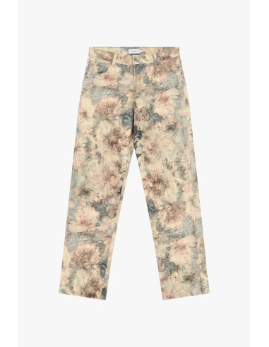 Calças chino de corte justo com estampado floral e cintura média Please