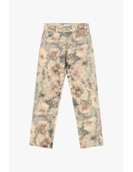 Calças chino de corte justo com estampado floral e cintura média Please