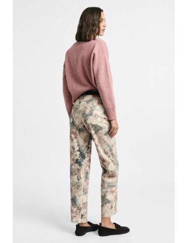 Calças chino de corte justo com estampado floral e cintura média Please