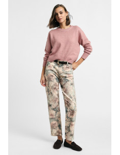 Calças chino de corte justo com estampado floral e cintura média Please