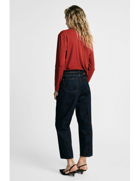 Jeans de corte Balloon com estampado manchado e cintura subida Please