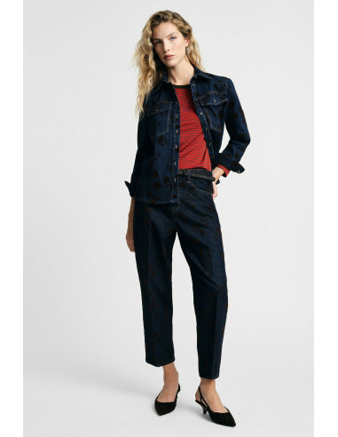 Jeans de corte Balloon com estampado manchado e cintura subida Please