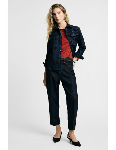Jeans de corte Balloon com estampado manchado e cintura subida Please