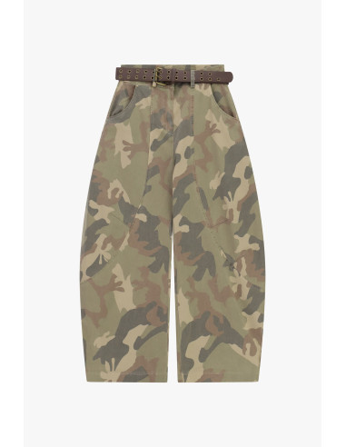 Calças Palazzo com Estampado Camuflado e Cinto Please