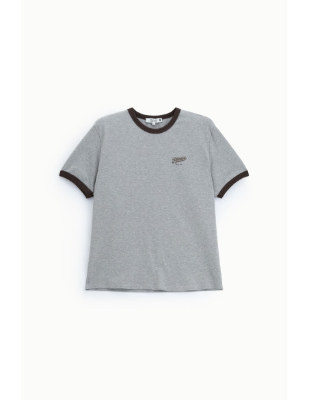 T-shirt de gola redonda com vivos em contraste Please