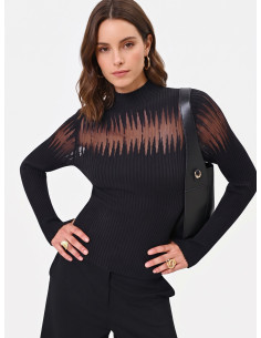 Camisola Justa Canelada com Aplicações de Tule Rinascimento