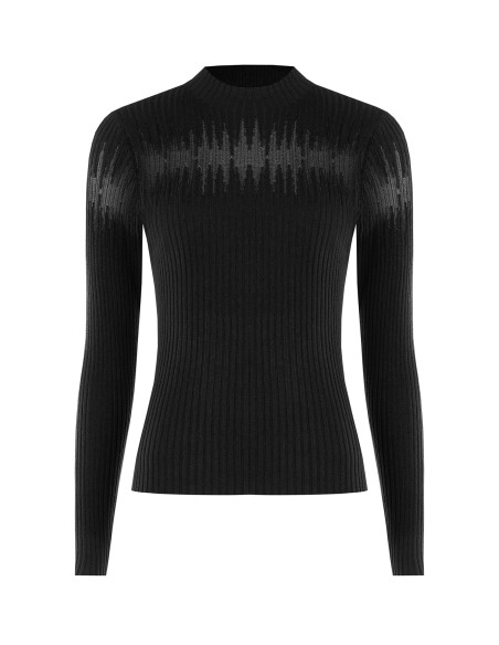 Camisola Justa Canelada com Aplicações de Tule Rinascimento