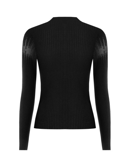 Camisola Justa Canelada com Aplicações de Tule Rinascimento