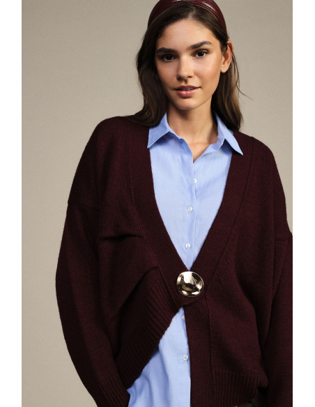 Cardigan com maxi botão e ombros descaídos Dixie