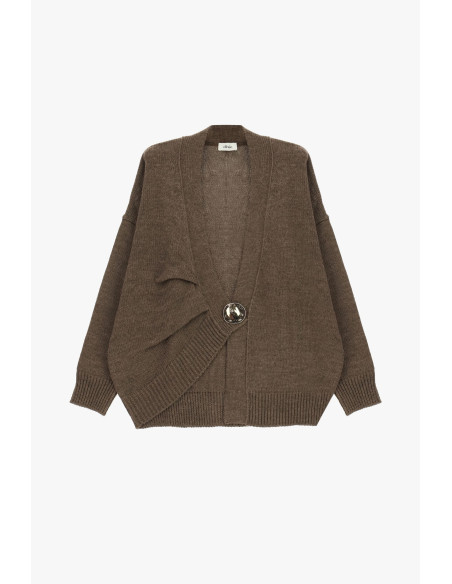 Cardigan com maxi botão e ombros descaídos Dixie