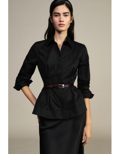 Camisa com pinças frontais e corte evasé Dixie
